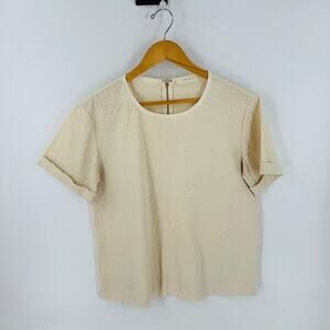 Trenery Cream Textured Short Sleeve Top Size M Minimalist Neutral Slow Fashion
